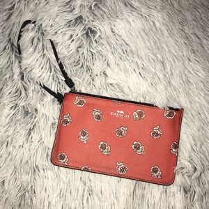 Small Red Wristlet with Flower Print